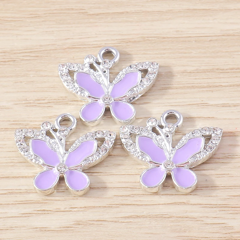 10 Stück 18x16mm Niedliche Tier-Anhänger Kristall-Emaille Schmetterling Charms Anhänger für Schmuckherstellung DIY Ohrringe Halskette Bastelbedarf – Detail 10