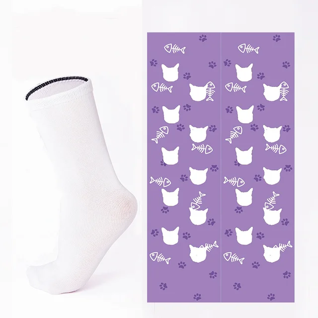 Calcetines personalizados Cat 2 mascotas color Blanco