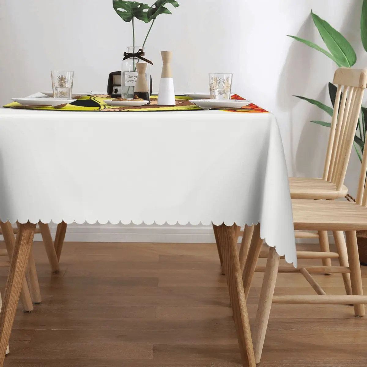 Custom Rectangular Waterproof Oil-Proof Curious George Cute Funny Tablecloth Table Covers 40"-44" Fit Brown Monkey Table Cloth 3