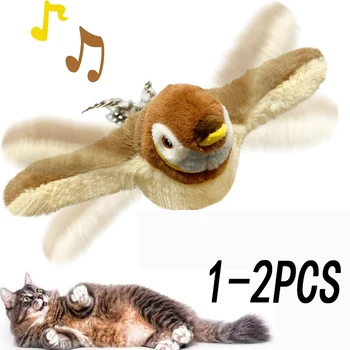 Toy For Cat Bird Rechargeable Electric Flapping Wings Bird Cat Toy Sound Chirping Bird Catnip Touch Activated Plush Toy 1