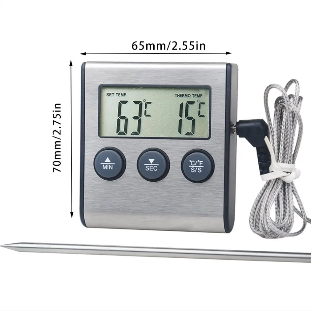 Digital Food Thermometer and Timer Wire-Less Meat Temperature