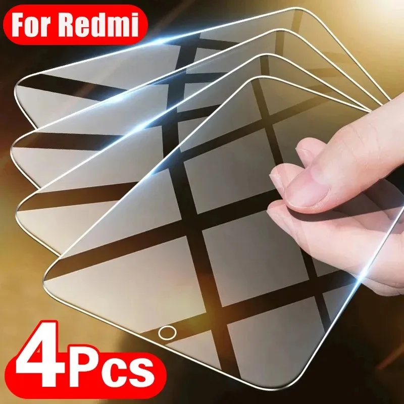 

4Pcs Screen Protector For Xiaomi Redmi Note 13 12 Pro Plus 11 9 8 7 Pro 9A 9C Protective Glass For Redmi Note 13 12 9 10S 8 7 8T