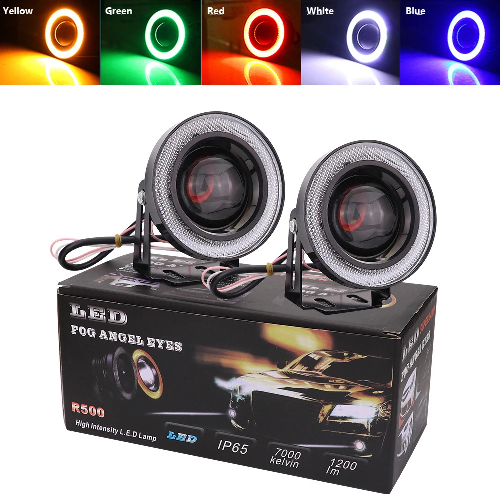 

2Pcs Angel Eyes Fog Lamp 2.5" 3.0" 3.5" 64mm 76mm 89mm 12V COB Halo Ring LED Car DRL White Blue Pink Yellow Green Red Fog Lights