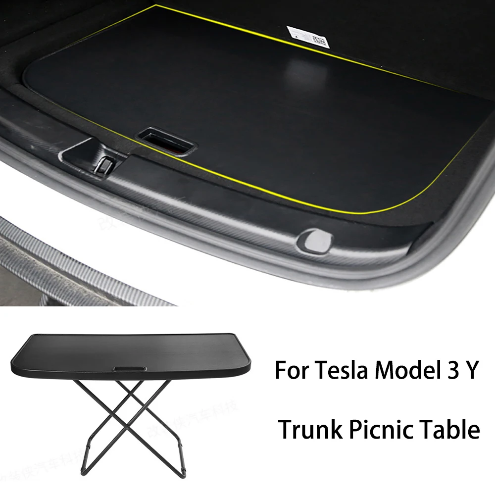 Mesa de piquenique dobrável portátil para Tesla Modelo Y 3, Viagem Mesa Tronco Board, cadeiras, acessórios específicos