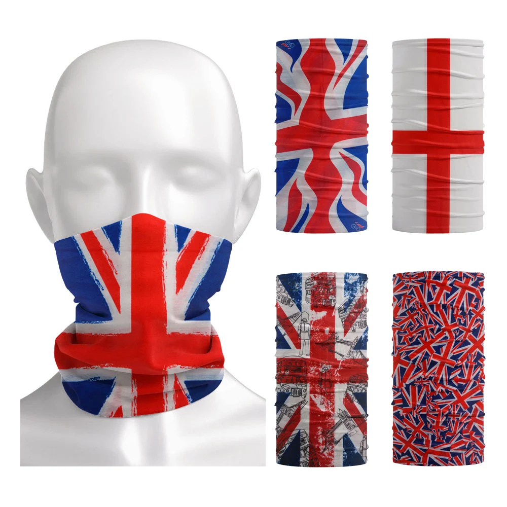 

United Kingdom Flag Headband Bandana Outdoor Neck Gaiter Great Britain UV Protection Face Mask England Flag Print Cycling Scarf