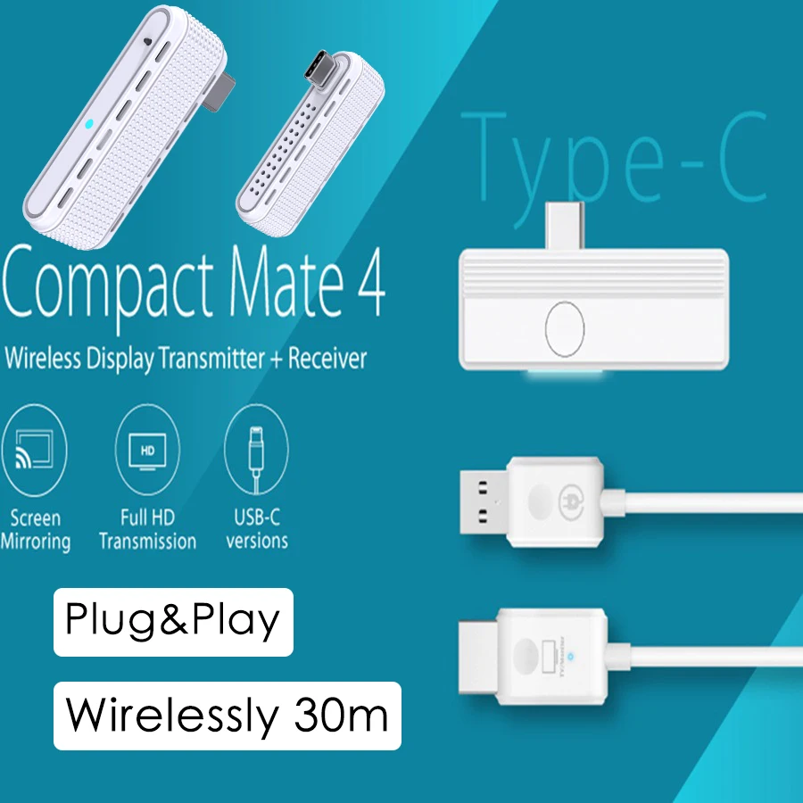 Tipo C Wireless Hdmi Audio Video Display Adapter Extender Cable Trasmettitore E Ricevitore Per Macbook Smart Phone To Tv Projector