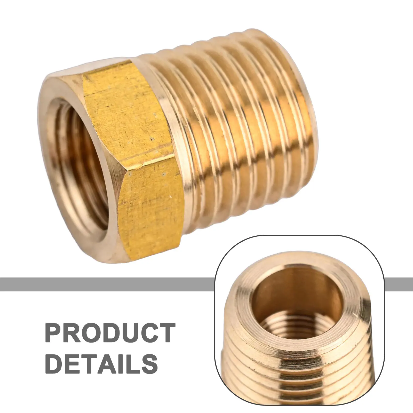 Stylish Brass 14 NPT Male To 18 NPT Female Pipe Reducer Adapter 1/4 Male to 1/8 Female Gold Color Coated