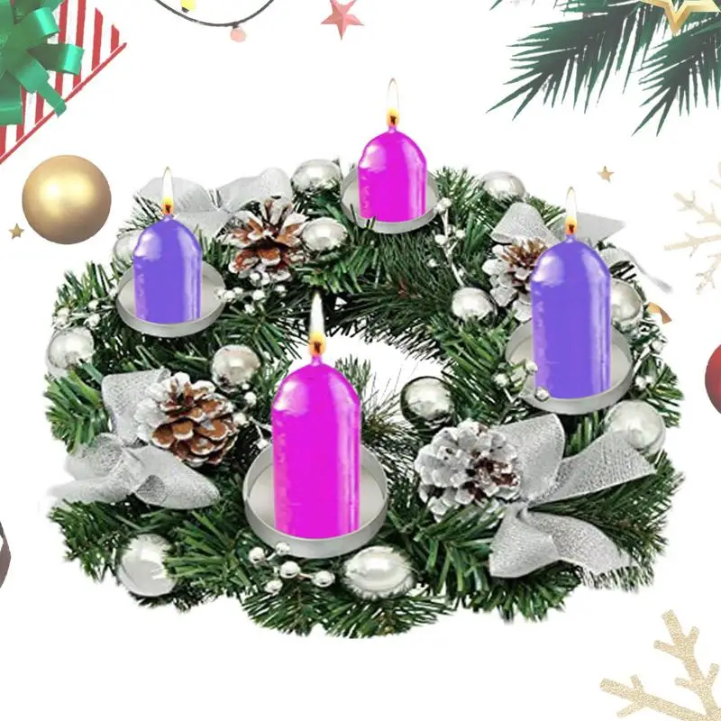 

Christmas Candlestick Wreath Candle Garland Ring Candle Holder Artificial Candle Festive Advent Wreath Christmas Centerpiece