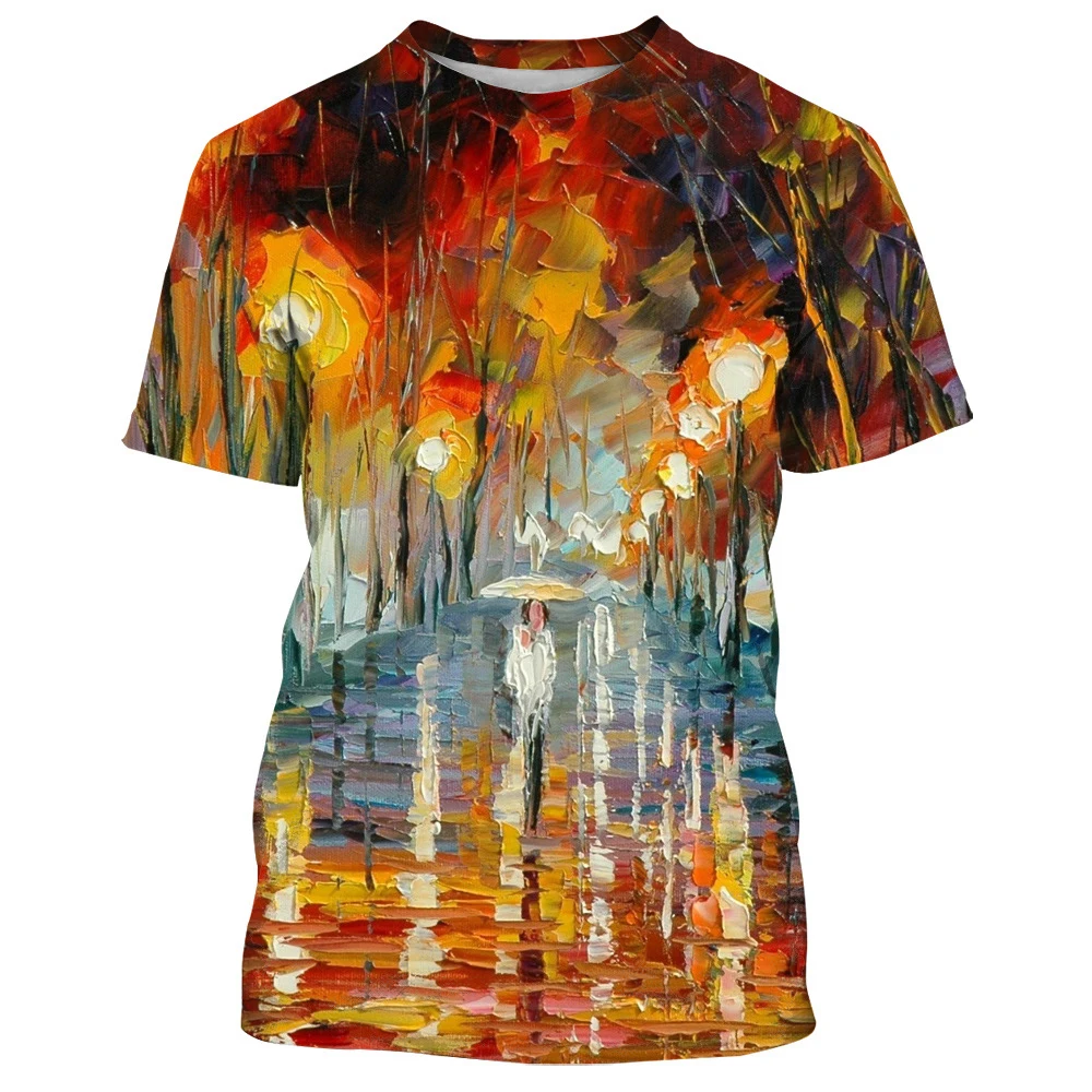 Van Gogh Oil Painting 3D Print Short Sleeve T Shirt