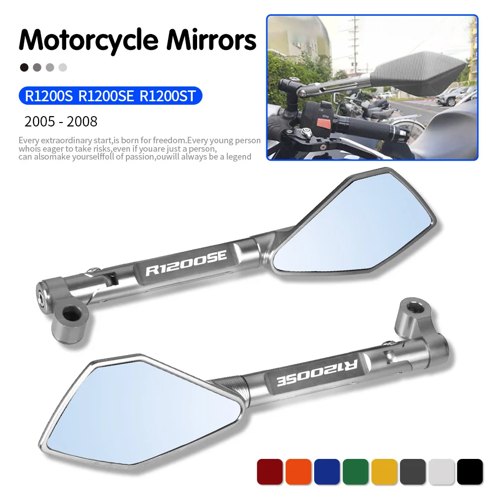 

8mm 10mm Motorcycle CNC ALUMINUM Rearview Side Mirrors For BMW R1200S R 1200S R1200SE R1200 SE R1200ST R 1200 ST 2005-2007 2008