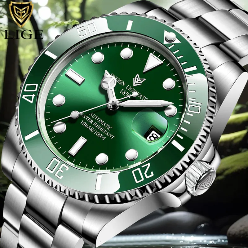 LIGE Automatic Watch for Men Top Brand Luxury Fashion Waterproof Sport Men's Mechanical WristWatches Casual Automatic Date Watch