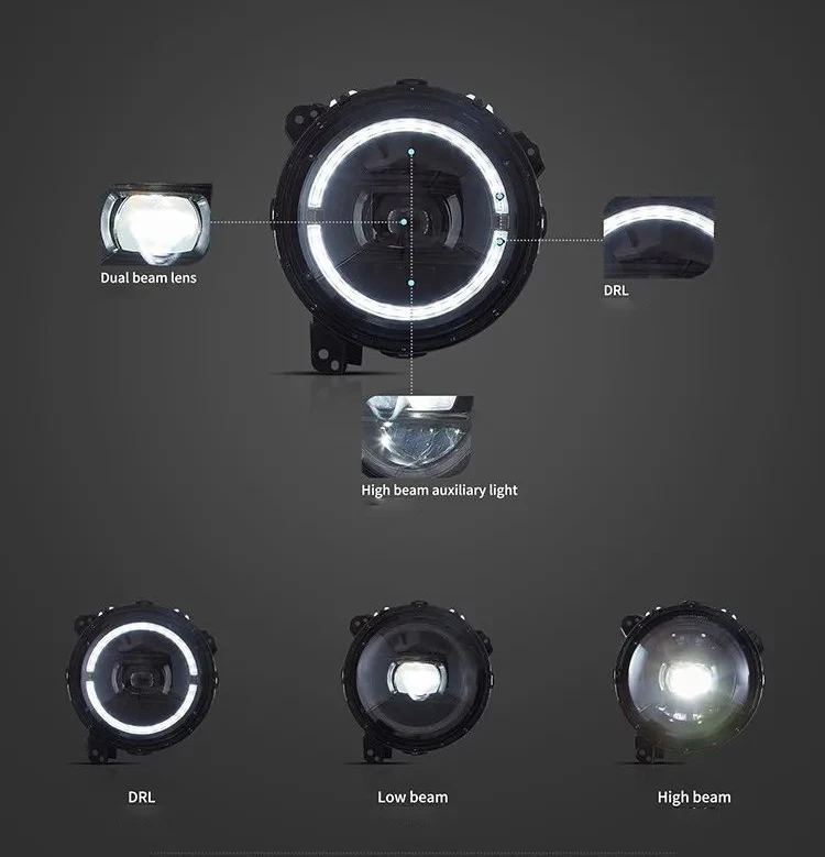 

Pair of Car Styling Car Headlight Assembly For Jeep Wrangler 2018 2019-2022 LED Head Lamp Car Tuning Light Parts Plug And Play