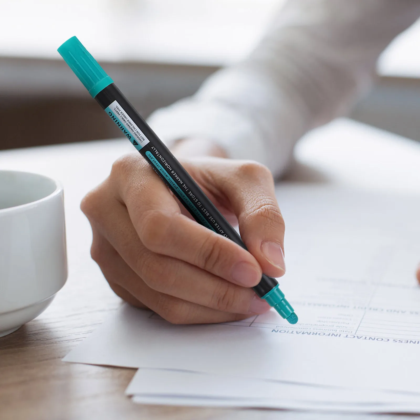 12개 아크릴 페인트 마커, 스톤, 금속, 나무, 유리, 세라믹, 캔버스, 패브릭, 플라스틱, 종이용 이중 팁 미세 펜