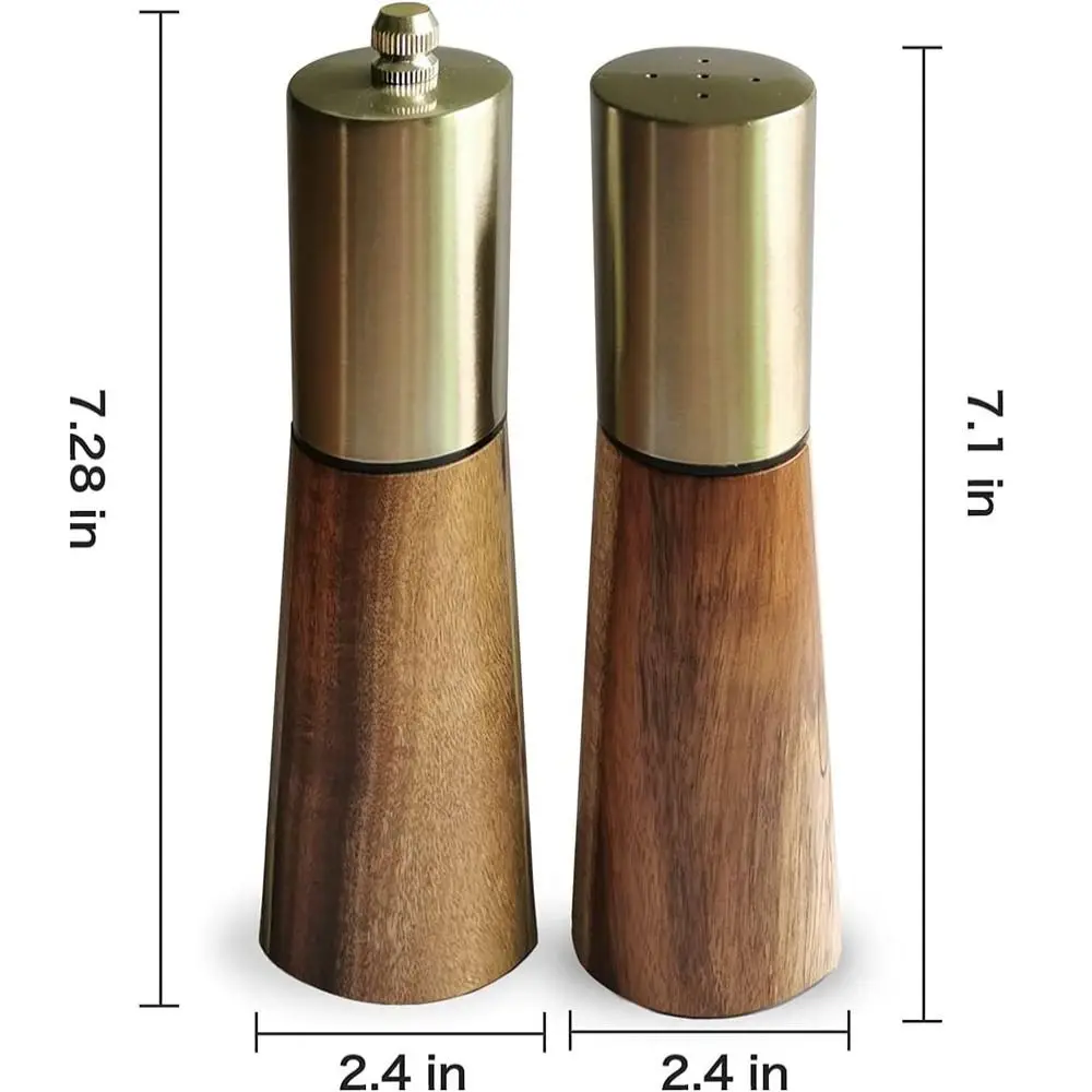 Stainless Steel/wood Pepper Mill Grinder Gold 7.1*2.4 Inch/7.28*2.4 Inch Hand Grinder Seasoning Pot Restaurant Manual
