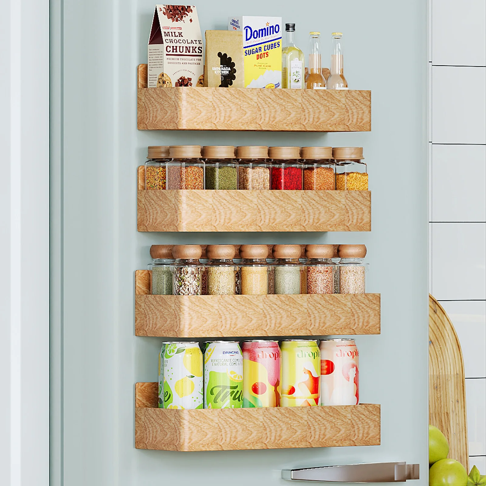Magnetic Shelves Plastic Refrigerator Shelf Spices Kitchen Storage Racks Wall Mounted Seasoning Home Organizer for Microwave kitchen storage rack magnetic storage rack kitchen organizer spice storage shelf
