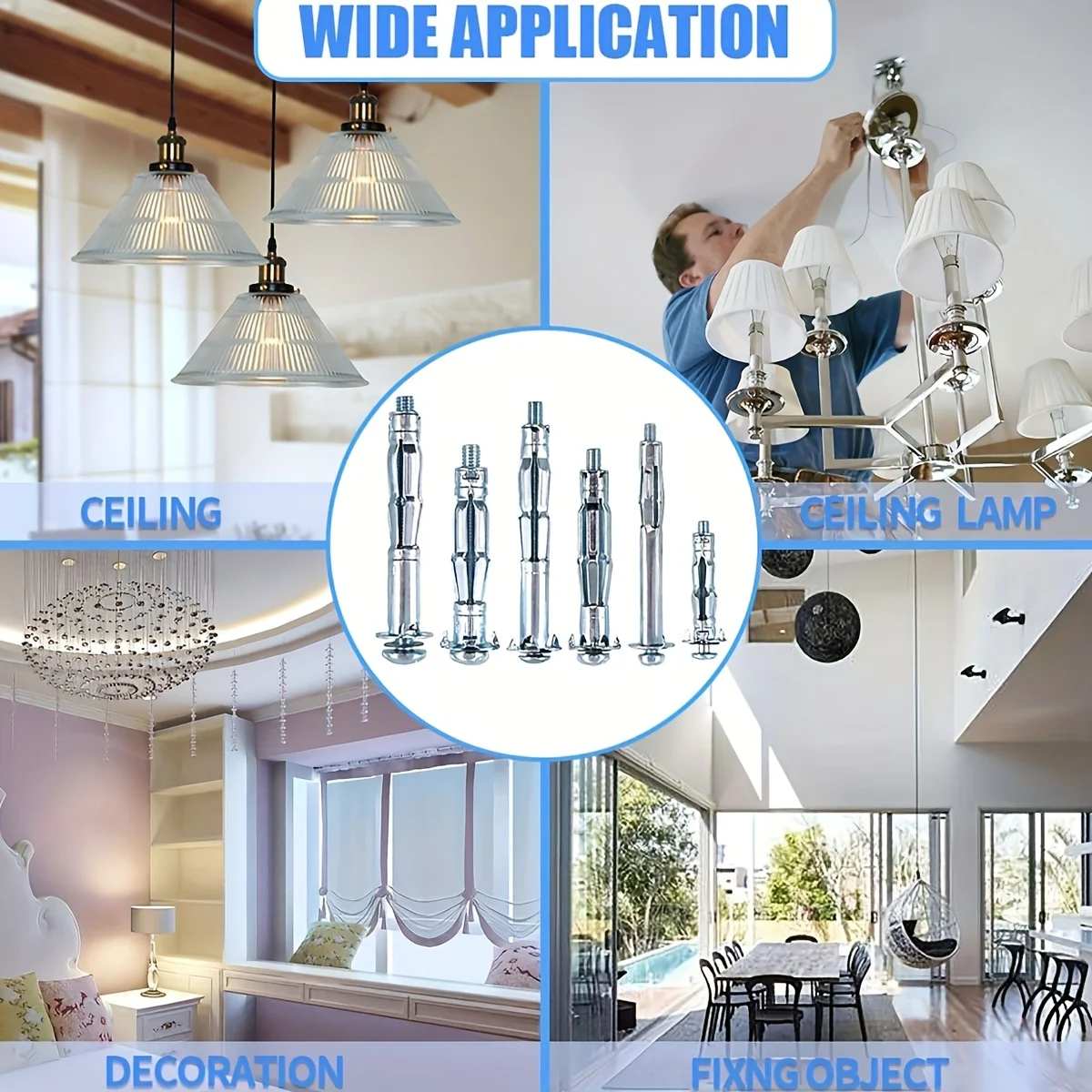 Heavy Duty Zinc Plated Steel Bolt Hollow Drive Screw Set Multiple Sizes Assortment Hollow Plaster Wall Drywall Anchor Setting