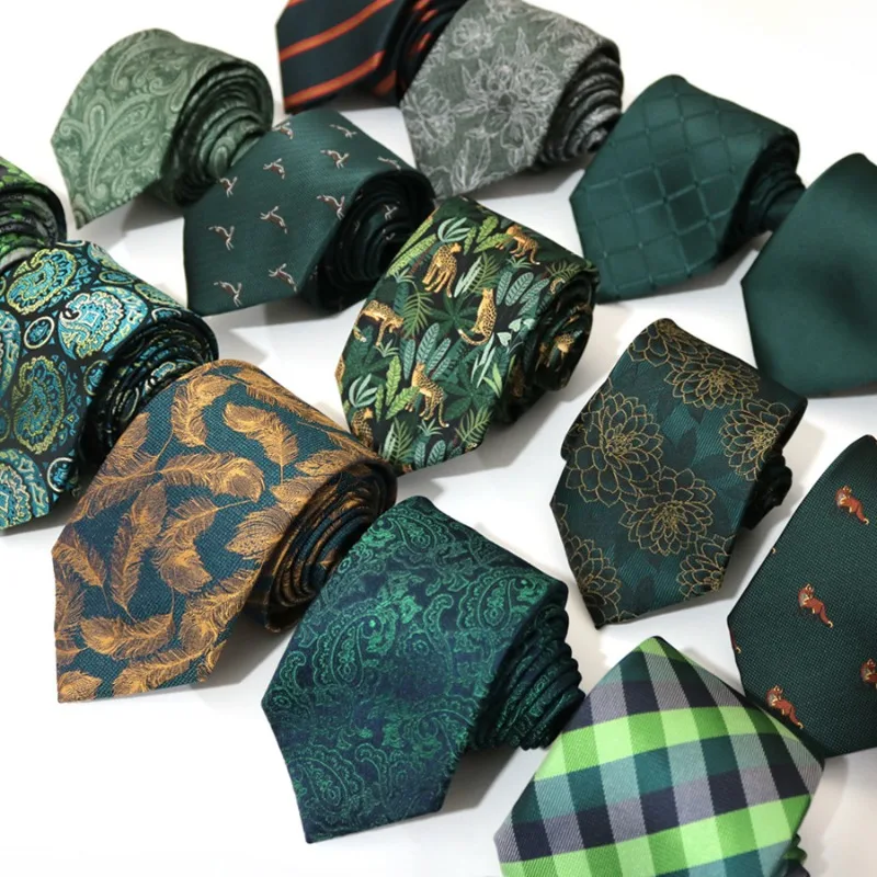 Deep Military Green Floral Pattern Artistic Tie - Trendy Student Uniform Accessory