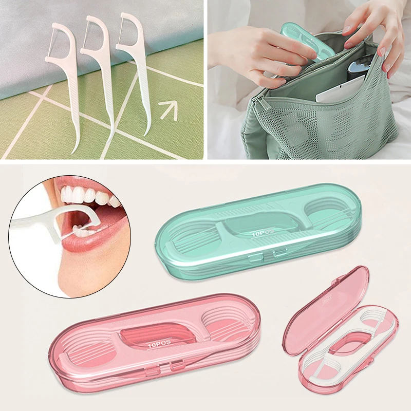 Teeth Flosser 10 pcs/box Portable Disposable Floss Picks Convenient Practical Travel Camping