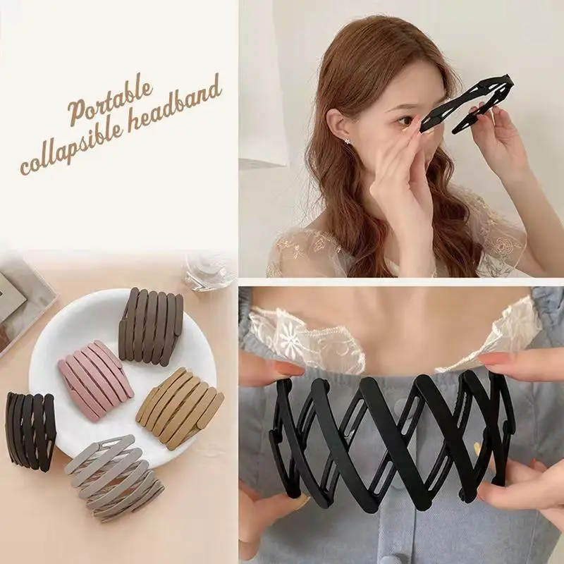 Folded Hair Bands Foldable Travel Headband Telescopic Folding Headband Multipurpose Hairband Hair Clips Hoop For Women