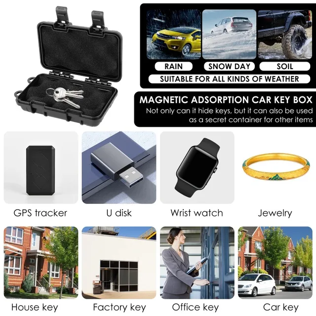 Upgraded New Hidden Magnetic Keychain Waterproof Car Bottom Hidden Key Box Rust-proof Multifunctional Key Box Spare Box 4