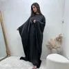 Luxury Muslim Maxi Modest Shiny Batwing Kaftan Dress Kebaya Ramadan Eid Abaya Dubai Marocain Robe Musulmane