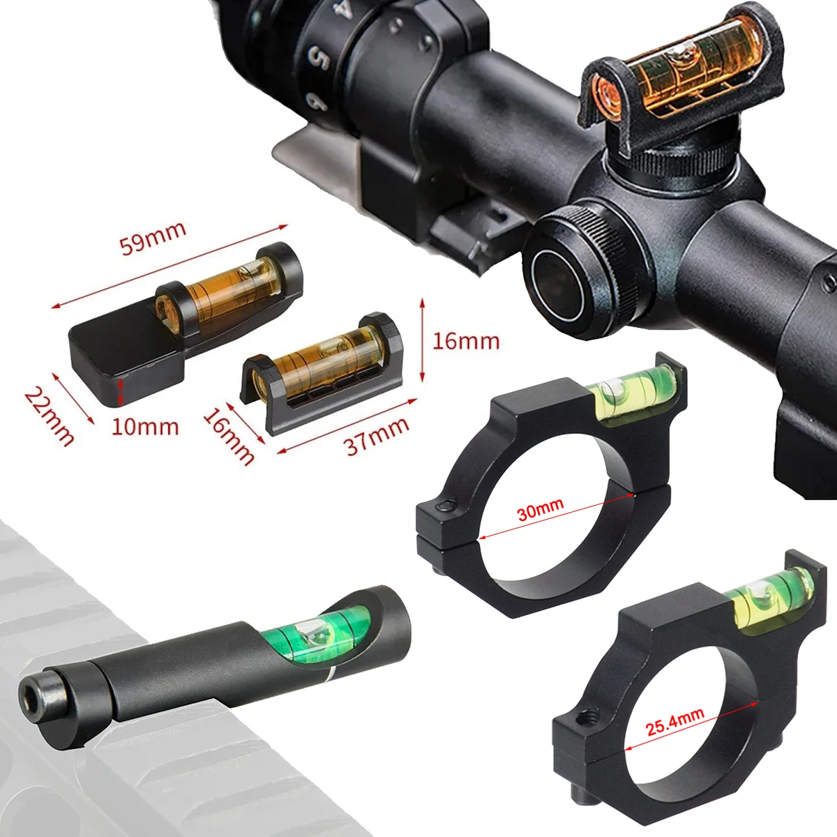 Tactical Riflescope Universal Spirit Bubble Level Balance 25.4/30mm Ring 20mm Picatinny Rail Hunting Rifle Scope Adapter Rifle Scope Mount Picatinny Rail Accessories Scope Mount Adapter Rail Adapter Scope Bubble Level