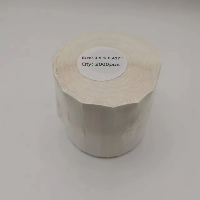 투명 쥐 꼬리 흰색 보석 라벨, 열 전사 PET 보석 가격표, 3.5 x 0.437 빈, 2000 개/롤, 86x11mm