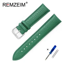 Lychee Pattern Leather Watchband in Assorted Colors with Adjustment Tool - 18mm (Green)