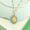 98508-d22b70.jpg Collier ras du cou pour femme avec pendentif Vierge Marie, chaîne en acier inoxydable couleur or, perles de rocaille, style bohème blanc, noir, rose
