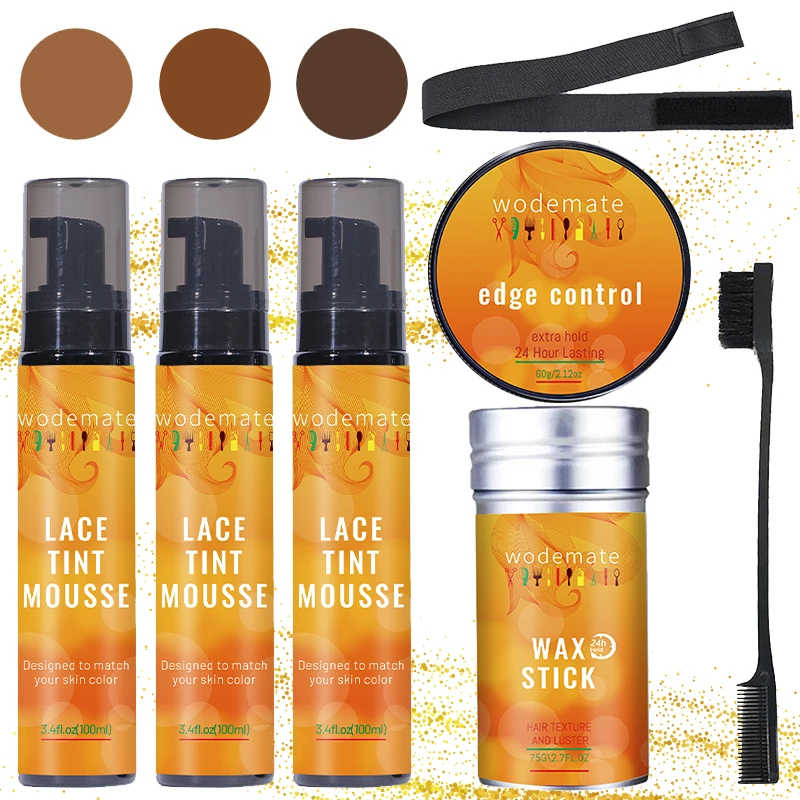 Lace Tint Spray For Wigs Frontal Wig Tint Mousse Dark Brown+wax Stick