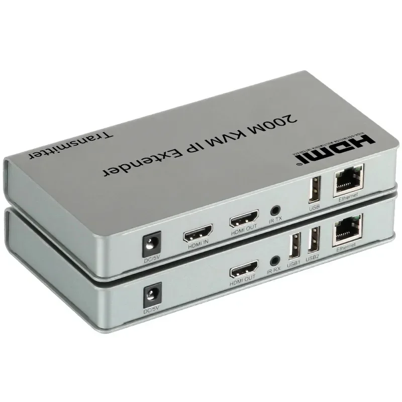 Extensor Usb Hdmi Kvm Transmissor Ethernet Suporte a Switch de Rede Teclado Mouse 200m 1080p ip Tcp Cat5e 6