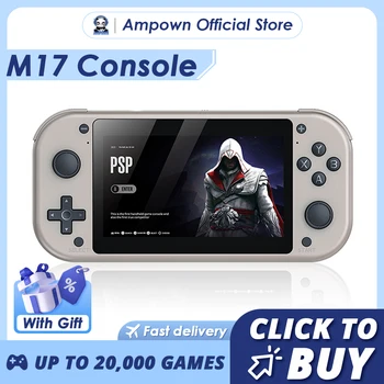 엠파운 M17 휴대용 게임 콘솔, 4.3 인치 LCD 화면, 480*272 해상도 내장 20000 레트로 게임 EMUELEC 비디오 휴대용 게임 콘솔