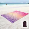 Sand Proof Beach Blanket Sand Proof Mat with Corner Pockets and Mesh Bag for Beach Party,Travel,Camping,Blue and Pink Mandala 4