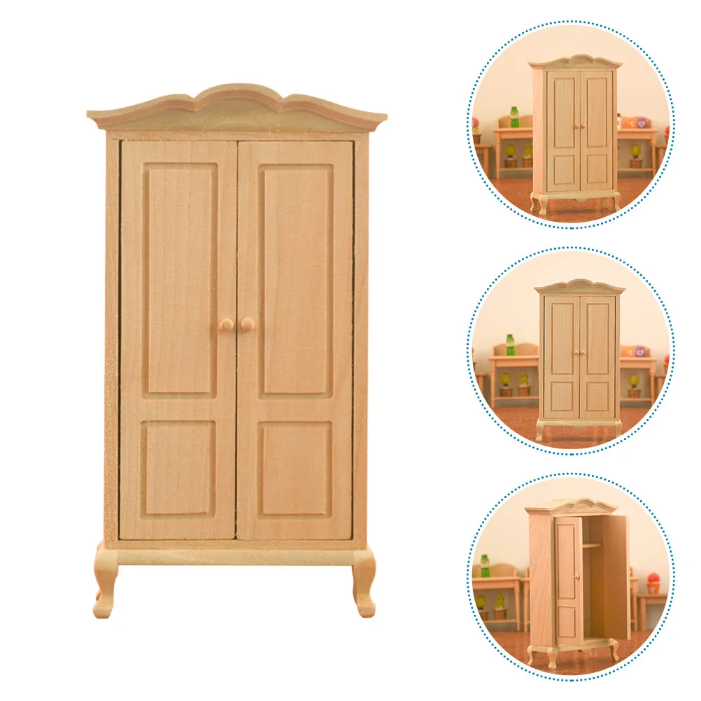 Wardrobe Model Toy Lovely Miniature Cabinet Dollhouse Wooden Decorate Ornament Micro Scene Furniture Affordable