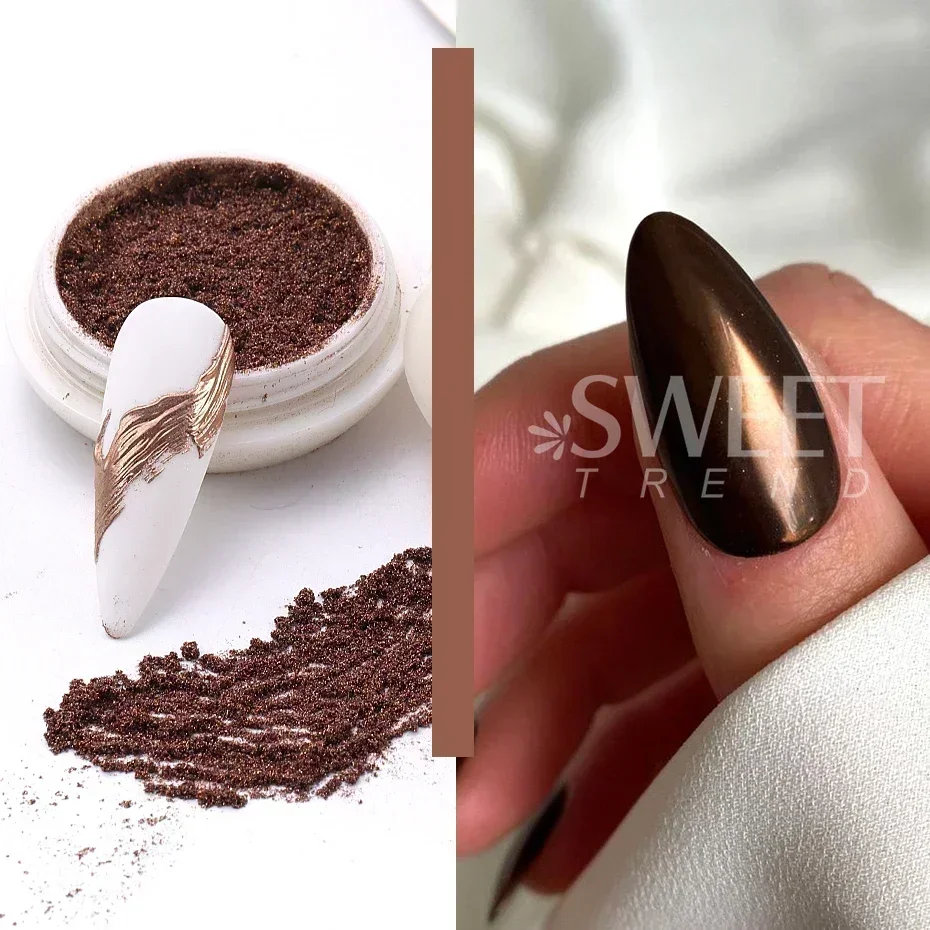 6pcs Metallic Magic Mirror Chrome Nail Art Powder Autumn Winter Brown Yellow Rubbing Glitter Pigment Manicure Metal Accessories