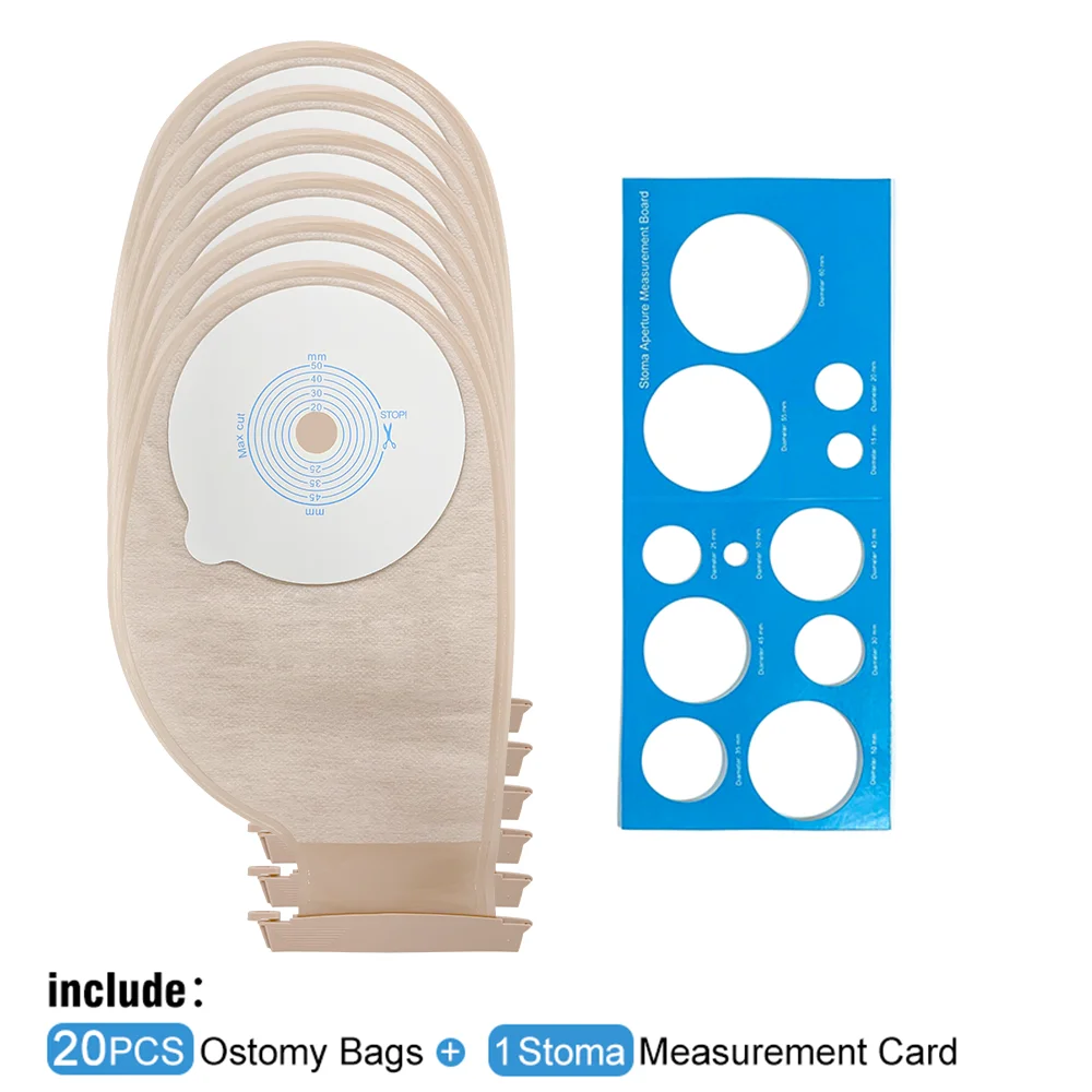 Colostomy Bags 20pcs Ostomy Supplies One Piece Drainable Pouches with Clamp Ileostomy Stoma Care