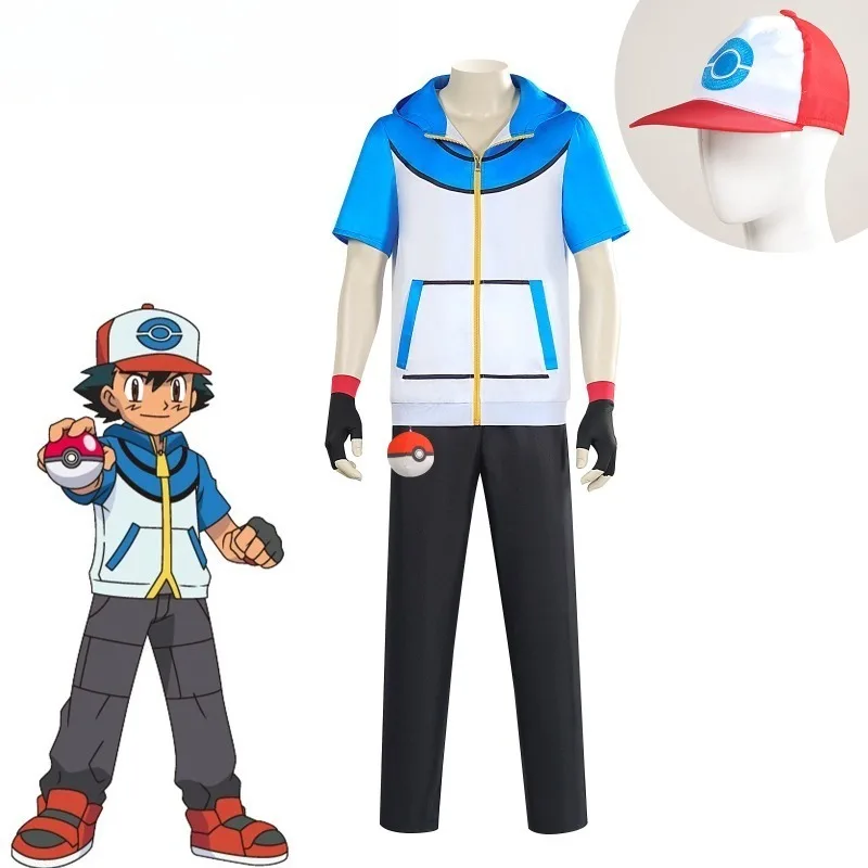 Disfraz de Pokemon Ash Ketchum para adultos y niños, entrenador de ...