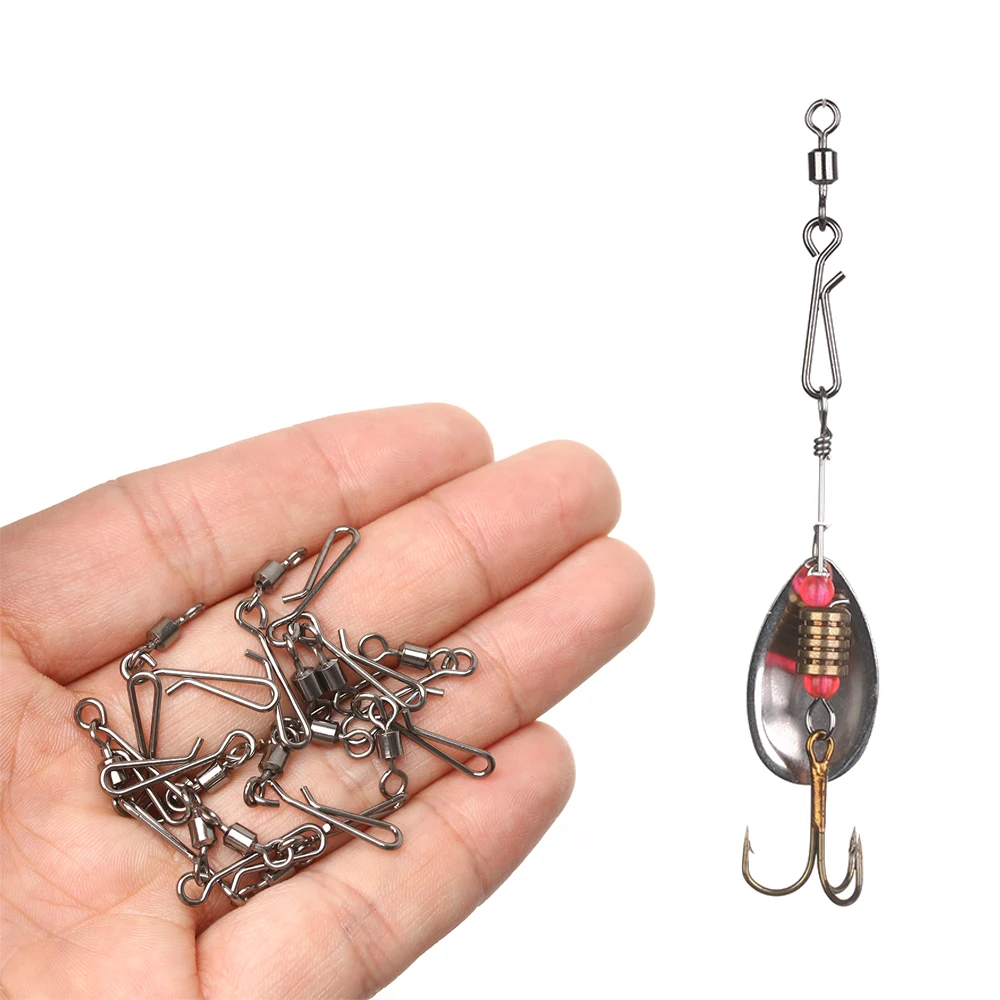 Description Picture 4 of item50PCS Steel Alloy Brass Fishing Snap Connector With Pin Heavy Duty Solid Ball Rolling Swivel Bearing Barrel Outdoor Fishing Tool