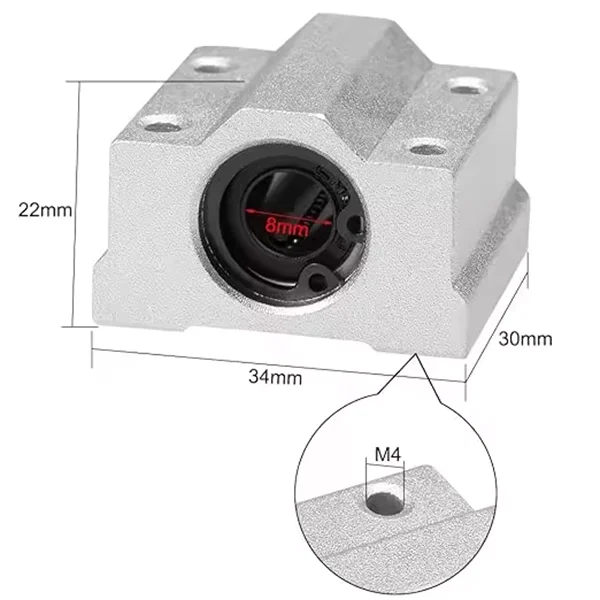 Box-Typ-Lager sind für optische Achse, Schraubstange, Innendurchmesser 6 mm, 8 mm, 10 mm, 12 mm, 16 mm, 20 mm, SCS6UU, SCS8UU, SC10UU, SCS12UU – Detail 11