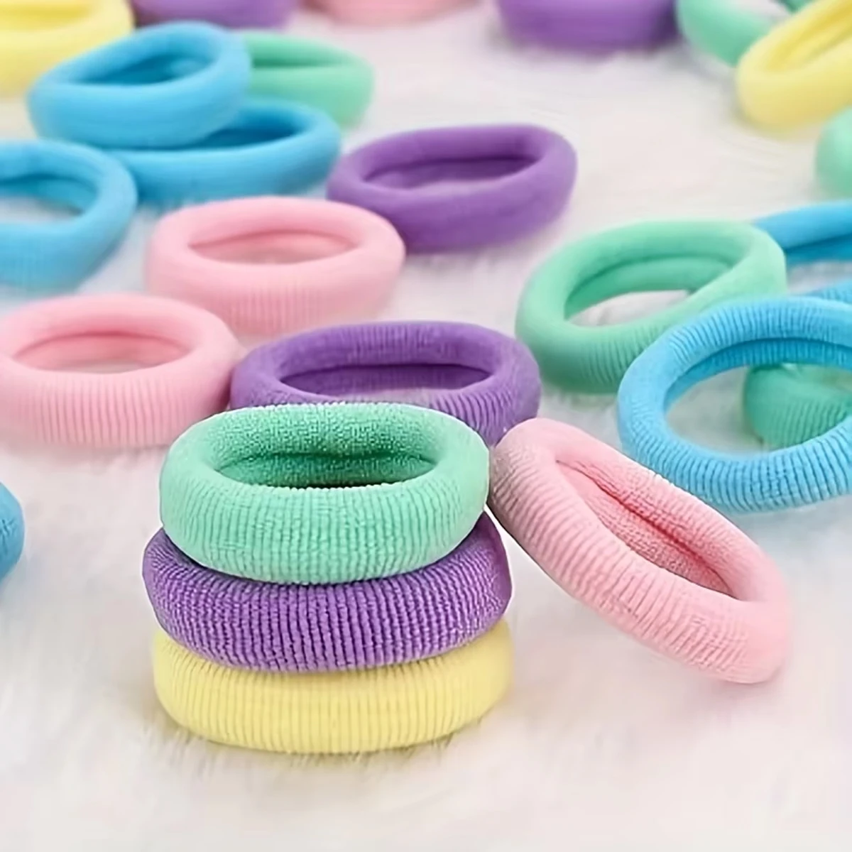 100/300/500Pcs Hair Bands girl Colorful Nylon Scrunchie Hair Ties Rubber Band Kids Elastic Leagues kids Accessories
