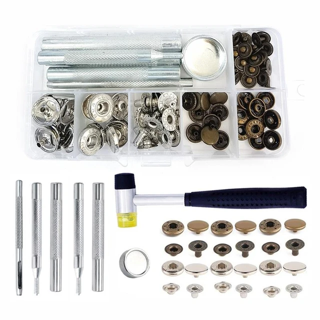 40 Pieces (10 Sets) Gold Leather Snap and Fastener Kit Tool 5/8 inches  (15mm) Snaps for Leather Fasteners Kit for Leather Stainless Snaps Button  for