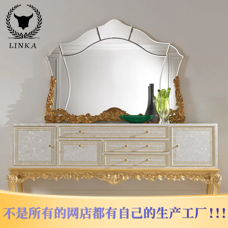 

European-style dining-side cabinet French solid wood carving living room decoration cabinet dinner side customization