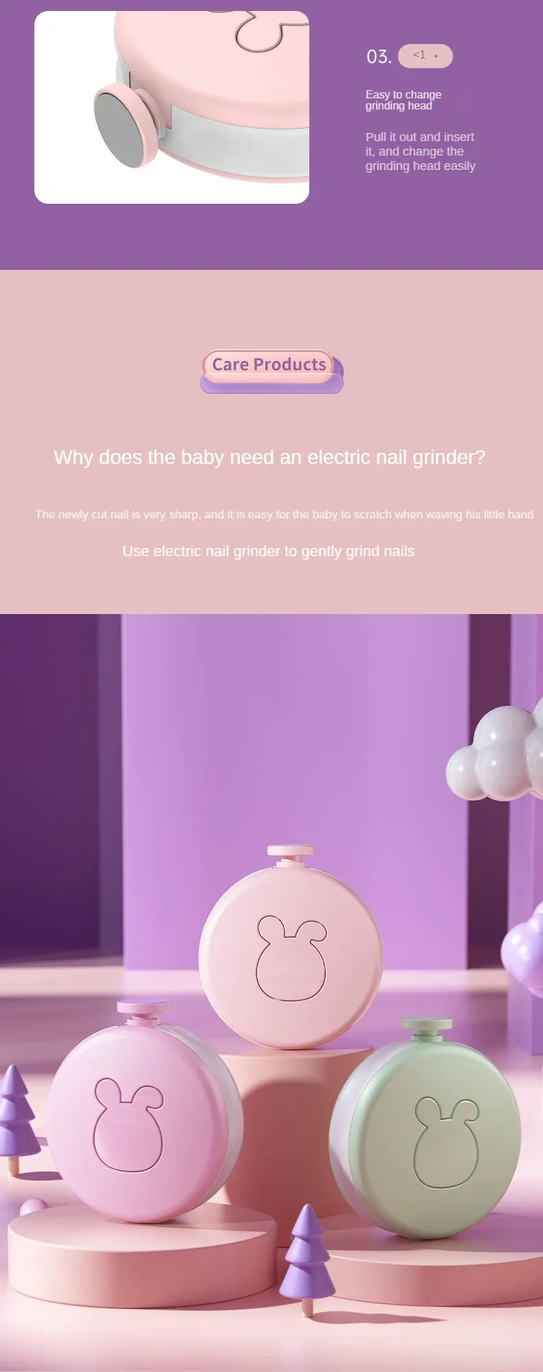 Tondeuse électrique, outils de soins, ensemble d'hygiène pour enfants, outil de polissage pour enfants, manucure pour bébé, coupe-ongles_voghion.com