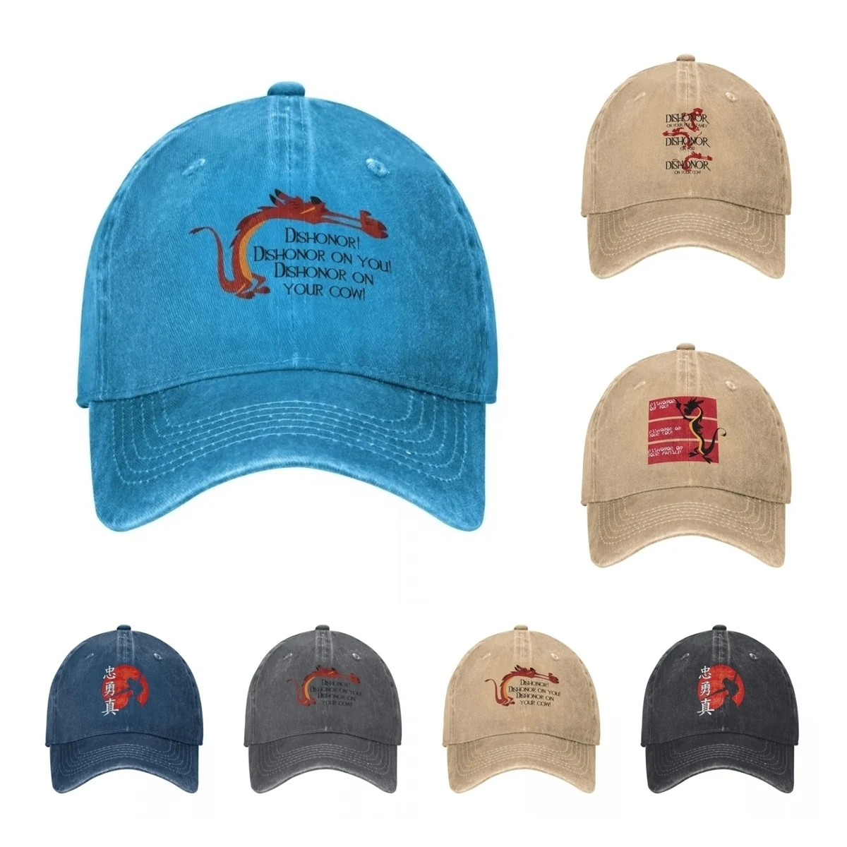 Dishonor Mulan Mushu Baseball Cap Men Women Distressed Washed Snapback Cap Outdoor Workouts Adjustable Fit Caps Hat