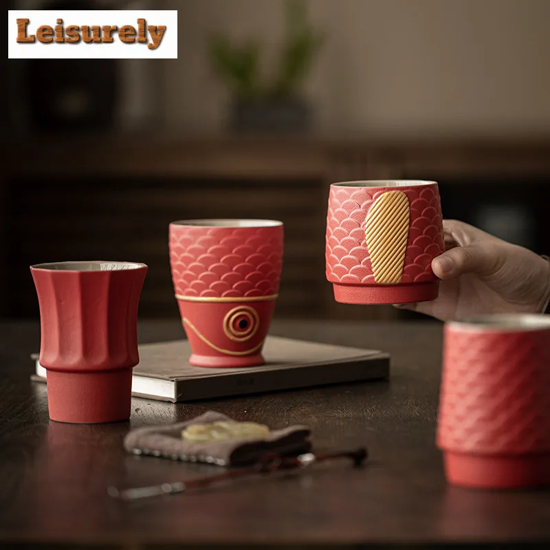 4pc/lot Fortune Koi Tea Set Complete Set Elegant Tea Ceremony Set Household Teapot And Tea Cup Set Chinese Tea Set Drinkware