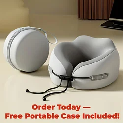 Ergonomic Memory Foam Travel Neck Pillow - Premium Comfort with Washable Cover for Trips (GRAY)