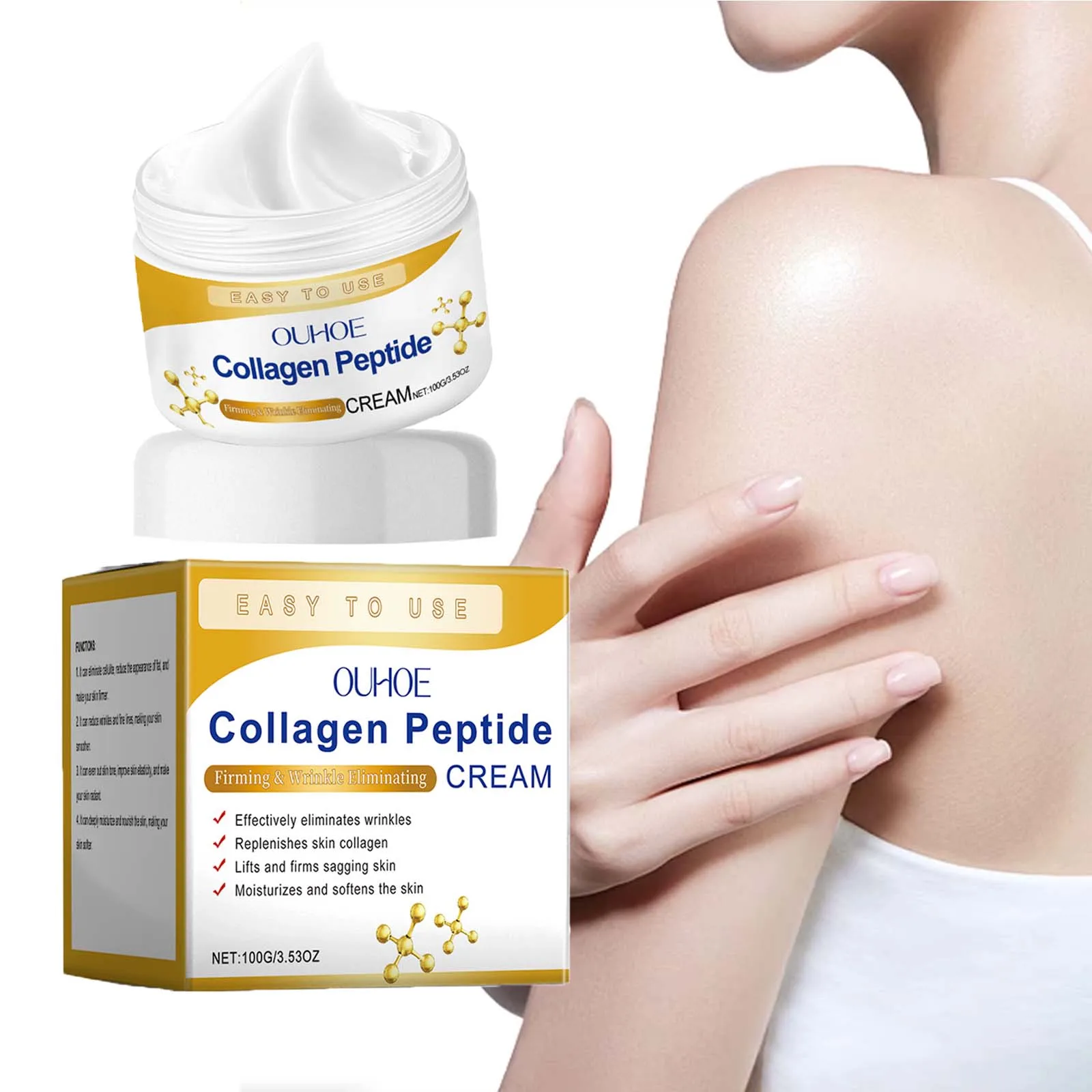 Crema peptidica al collagene Rassodante Schiarente Cura della pelle Elastico Levigante Idratante Controllo del petrolio Crema corpo idratante rinfrescante 1