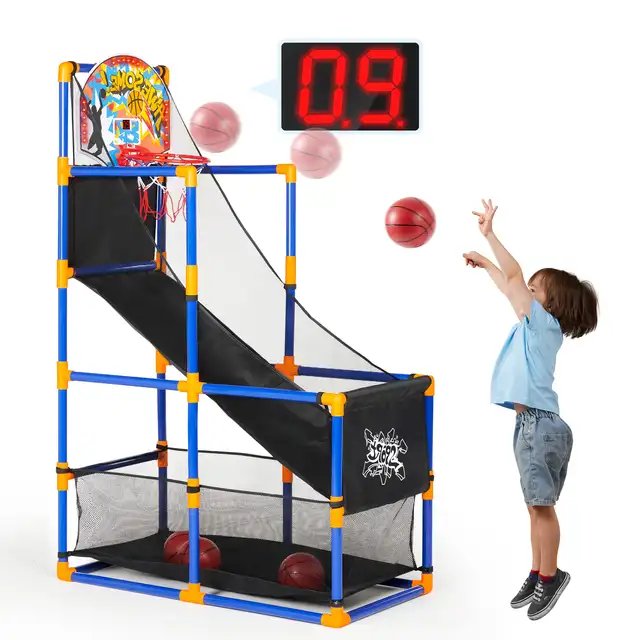 Joyfy LED Scoring Arcade Basketball Game with 4 Balls Adjustable Height 44 6