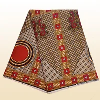 1pc 6 yards Fabric 5.48meter African Wax Fabric,Ghana Kente Design African Printed Wax Fabric Nigeria Ankara Kitenge Pagnes