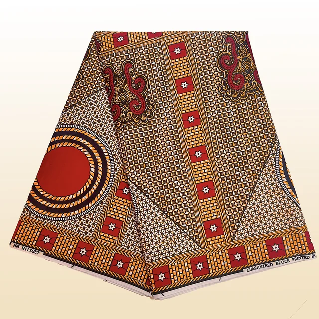 1pc 6 yards Fabric 5.48meter African Wax Fabric,Ghana Kente Design African Printed Wax Fabric Nigeria Ankara Kitenge Pagnes